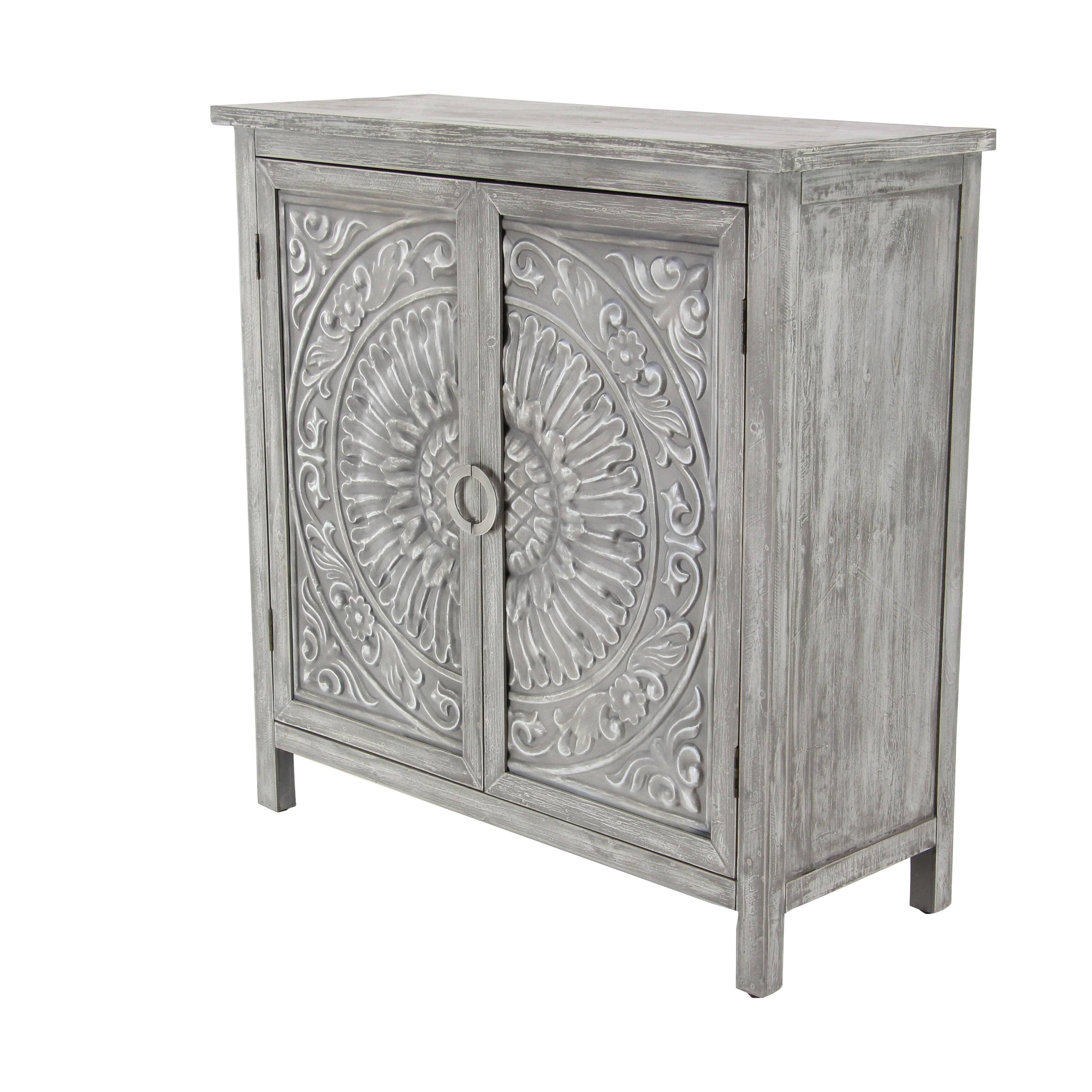 Decmode Traditional Carved Design 2 Door Wooden Cabinet