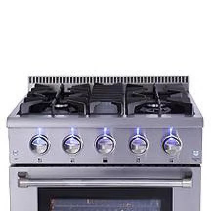 Thor Kitchen 30 inch 4.2 cu. ft. Freestanding Professional 4 Burners Blue Porcelain Oven Interior Gas Range in Stainless Steel (HRG3080U)