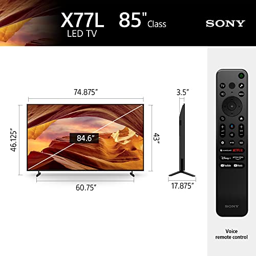 Sony 75 Inch 4K Ultra HD TV X77L Series: LED Smart Google TV KD75X77L- Latest Model, Black