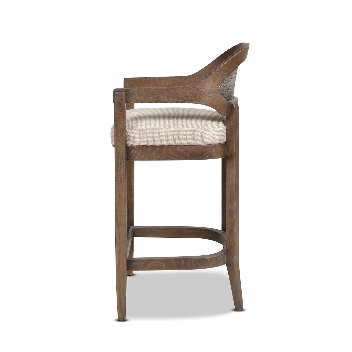 Jennifer Taylor Home Americana Mid-Century Modern 26" Cane Back Counter Stool, Taupe Beige Textured Weave