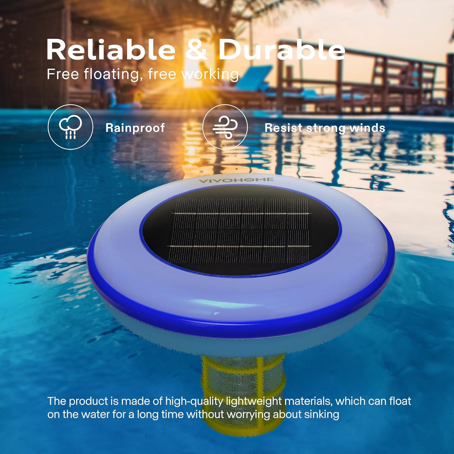 VIVOHOME Solar Pool Ionizer Chlorine-Free Sun Shock & Water Purifier Automatic Pool Cleaner Up to 35,000 Gal - Round
