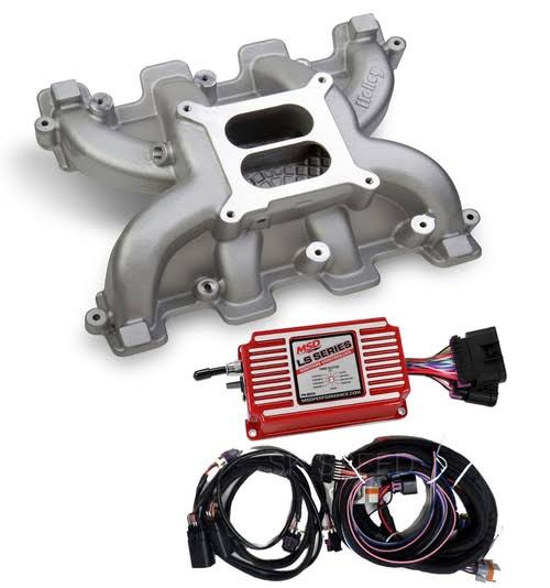 EZ Kits LS Cathedral Port Carb Conversion Holley 300-130 Dual Plane Intake/MSD 6014 Box