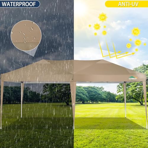 COBIZI 10x10 Pop up Canopy Tent Protable Canopy Tent with 4 Sidewalls Waterproof Commercial Instant Shelter for Parties, Wedding