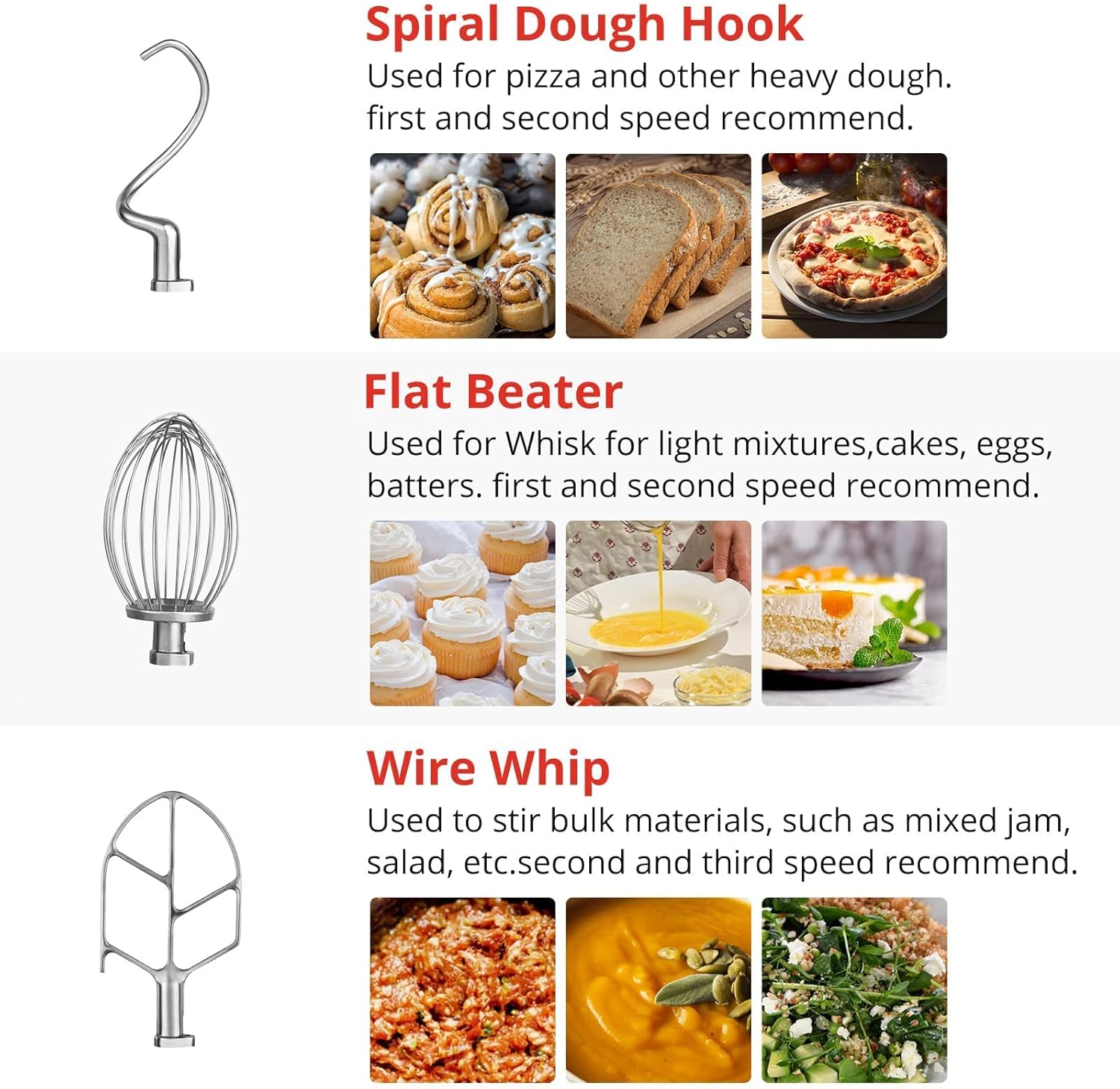 Commercial Food Mixer 15QT 600W 110V 3 Speeds Adjustable, Stand Mixer Dough Kneading Machine with Stainless Steel Bowl Dough Hooks Whisk Beater
