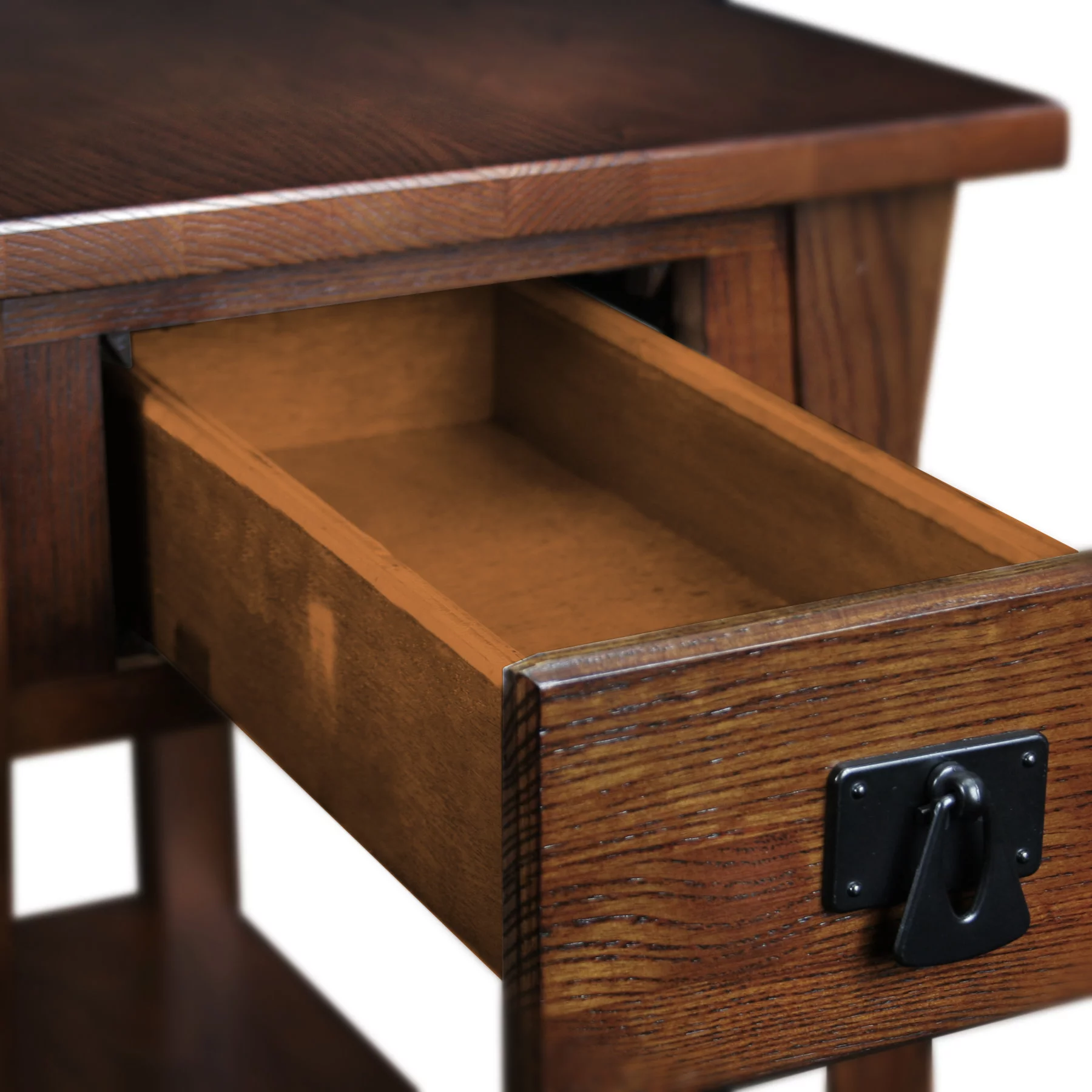 Leick Home 9059-RS Mission End Table with Drawer, Made with Solid Wood, Side Table for Living Room, Bedroom, and Offices, Russet Finish
