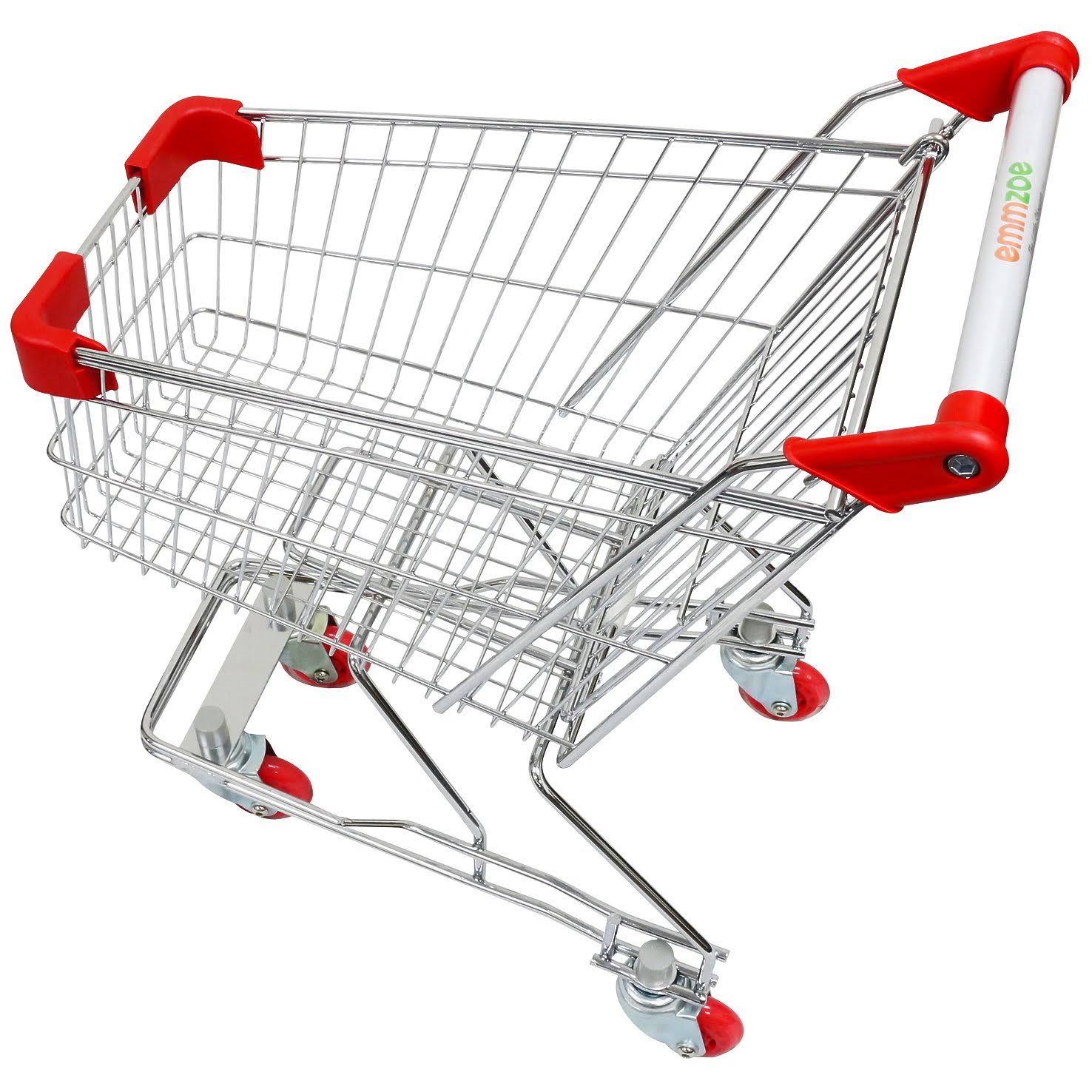 Emmzoe The Little Shopper Real Life Kids Mini Retail Grocery Shopping Cart Toy (Chrome frame)