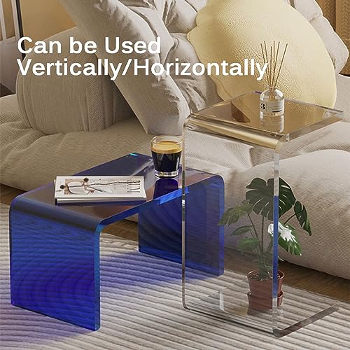 C Shaped Side Table, Acrylic Coffee Table, Unique and Stylish Piece for Living Room, Minimalistic Design (Color : C
