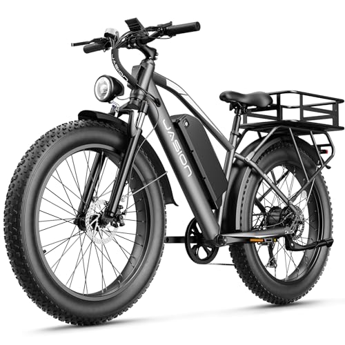 Jasion EB5 MAX Electric Bike for Adults with 1500W Peak Motor, 48V 15Ah (720Wh) Battery Electric Mountain Bike, 26'' x 4'' Fat Tire Ebike