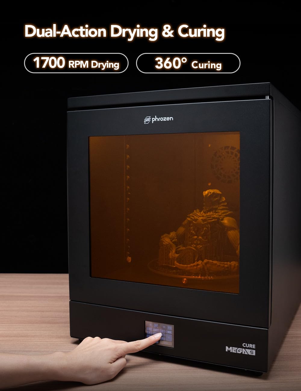 phrozen Cure Mega S 3D Printer Resin Curing Station, UV Light Post Lamp, DIY Curing Enclosure 360 Degree Transparent Turntable for LCD/DLP/SLA
