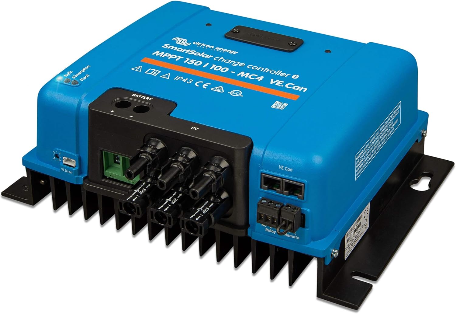 Victron Energy SmartSolar MPPT MC4 VE.Can 250V 100 amp 12/24/36/48-Volt Solar Charge Controller (Bluetooth)