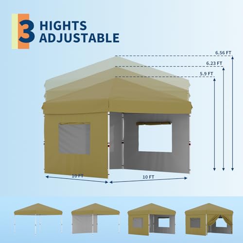 10x20 Pop Up Canopy - Easy Up Camping Tent with One Roller Bag, 3 Adjustable Height, 4 Weight Bags for Deck, Garden, Sports, Beach, Party - White