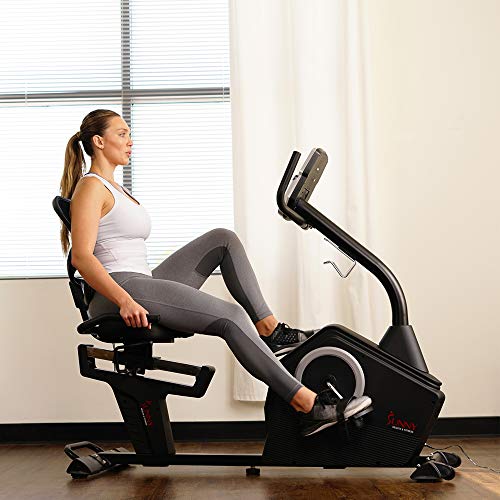 Sunny Health & Fitness Magnetic Resistance Recumbent Bike with Optional Exclusive SunnyFit™ App and Smart Bluetooth Connectivity