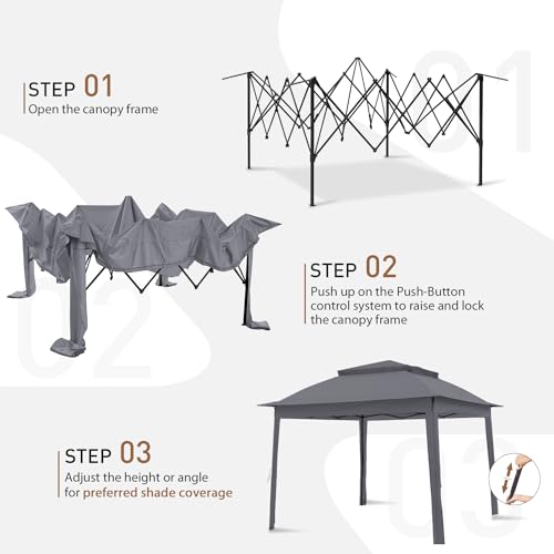 COOS BAY 11x11 Pop Up Instant Gazebo Tent with Mosquito Netting Outdoor Canopy Shelter with 121 Square Feet of Shade (Beige)