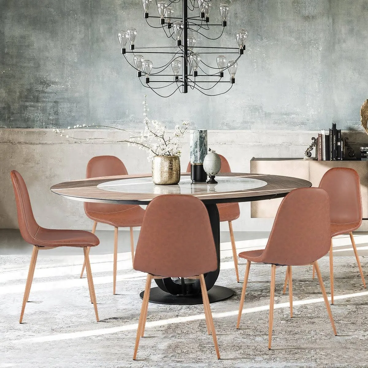 Carson Carrington Mid-Century Modern PU Dining Chair (Set of 4) (Dark Brown)
