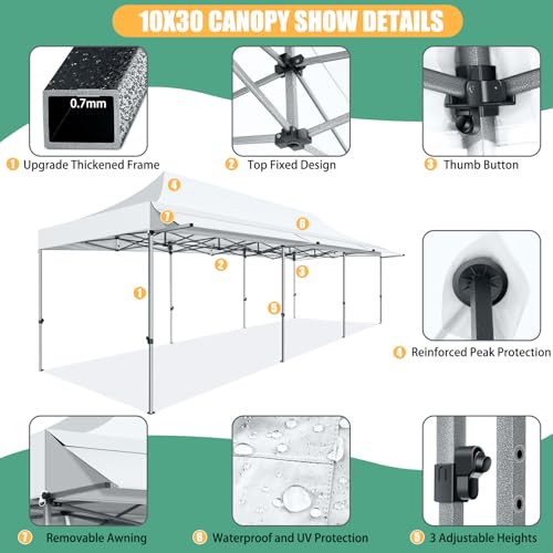 COBIZI 10x10 Pop Up Canopy Tent with Awning