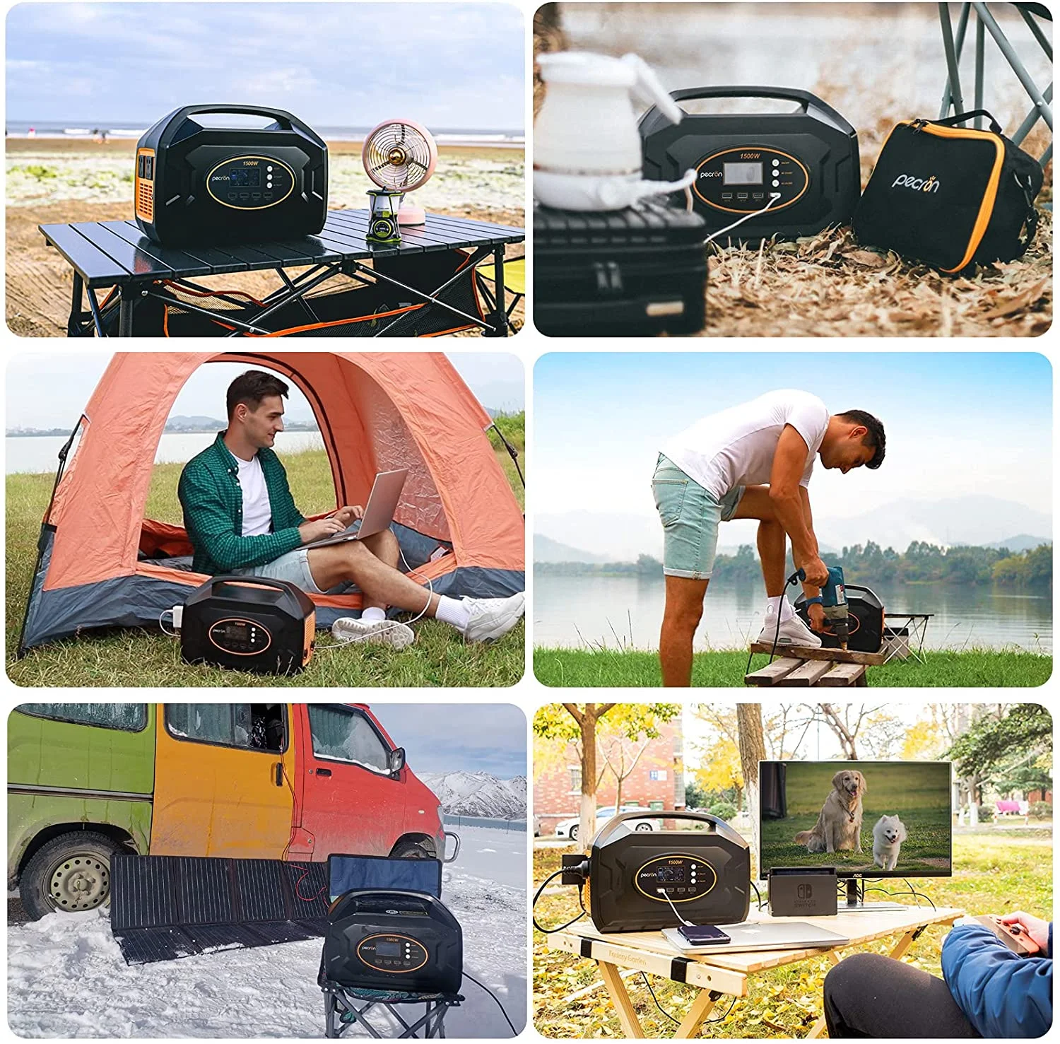 PECRON S1500 Portable Power Station 1461Wh 1500W AC Outport Solar Generators Fast Charge for Indoor Home Emergency Battery Backup Outdoor Camping RV