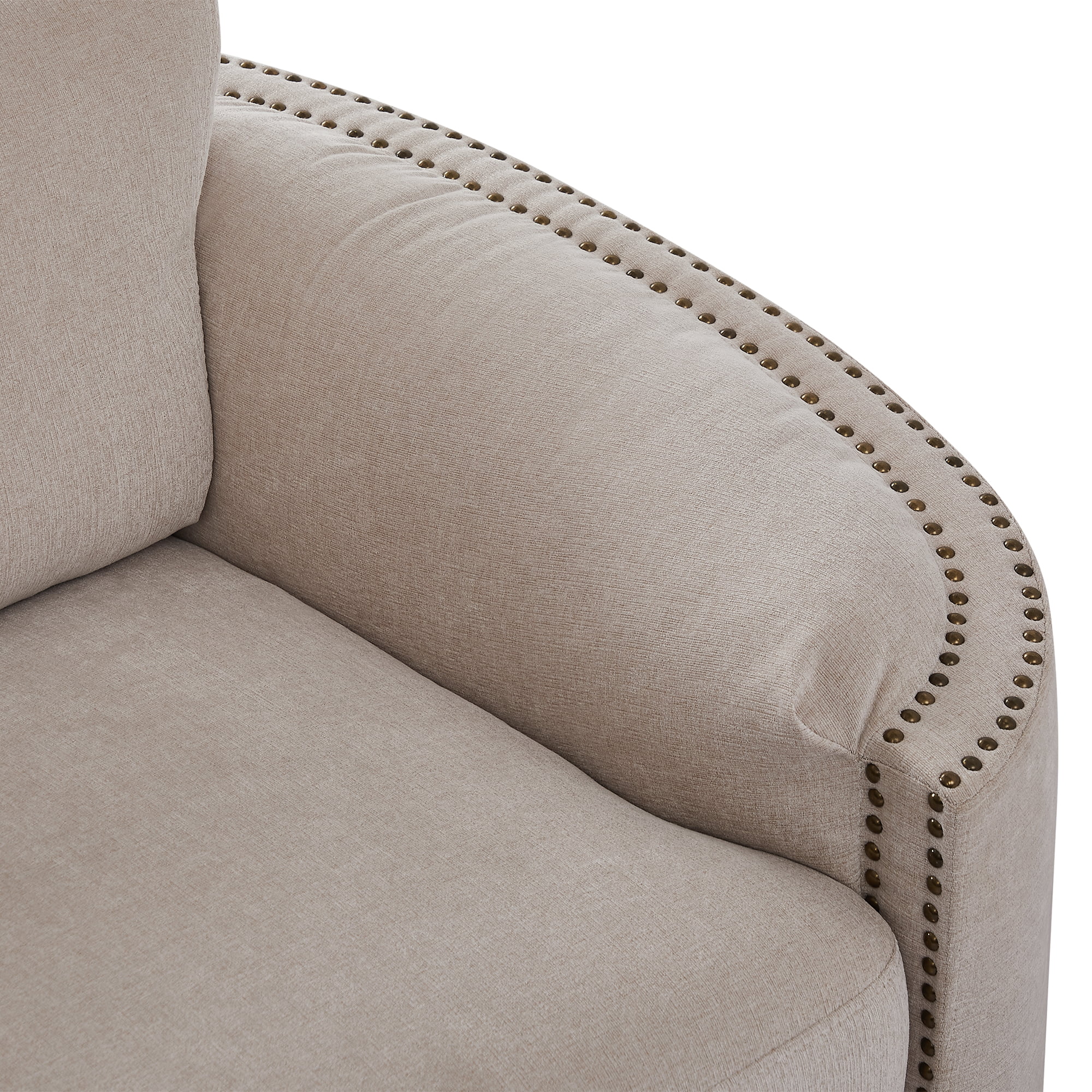 3-Seater Sofa Couch, KAMIDA Sofas and Couches, Upholstered Sofa Couch with Semilunar Arm and Rivet Detailing