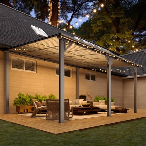 AECOJOY 10&rsquo; x 10&rsquo; Gazebo, Wall Mounted Gazebos Pergola on Clearance, Outdoor Patio Lean to Gazebo Awnings for Deck, Porch
