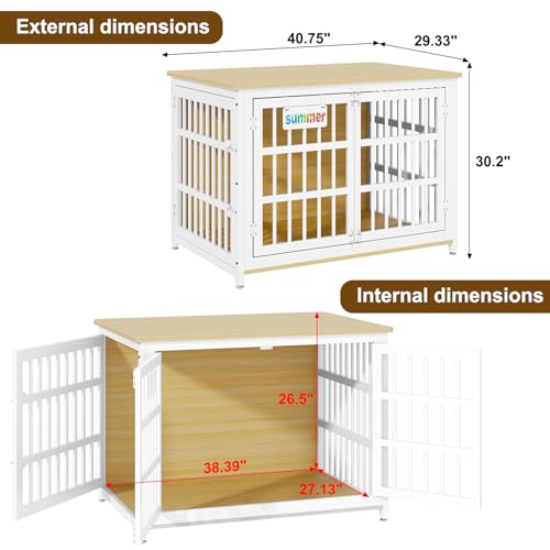 EasyCom 48"/42"/33" Dog Crate Furniture with Name Tag, Heavy Duty Dog Kennel Indoor for Large Dogs