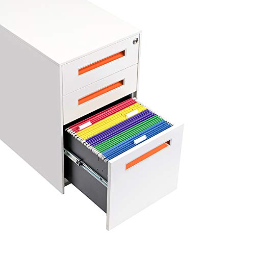Laura Davidson Furniture Stockpile Square Mobile 3 Drawer File Cabinet - Metal Filing Cabinet, Legal/Letter File Folders, Pre-Assembled