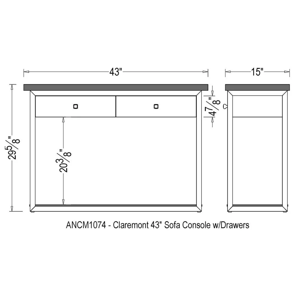 Alaterre Claremont 43"L Rustic Wood Console Table with Two Drawers and Low Shelf