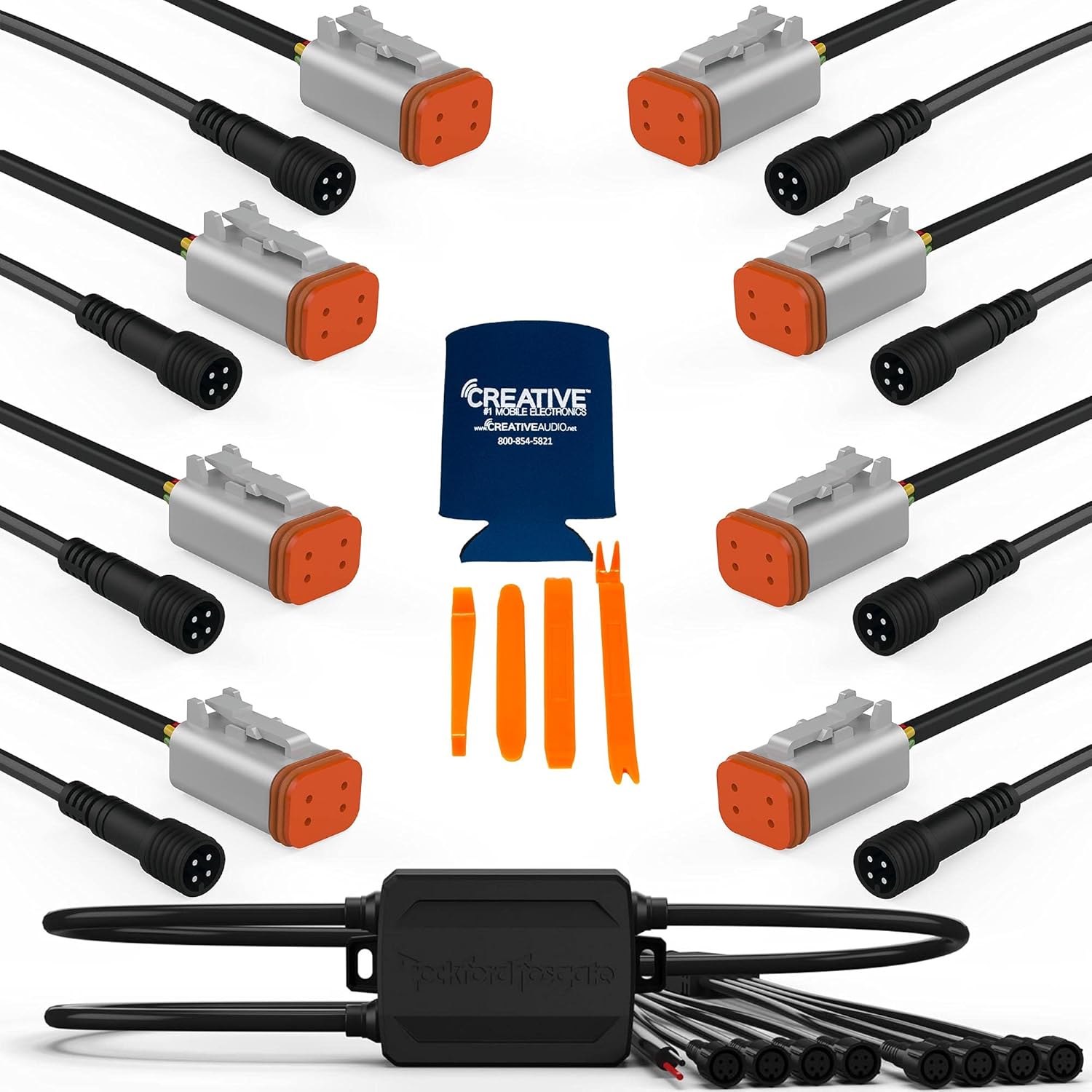 Rockford Fosgate PMX-RGB Color Optix Controller and 8 RGB-25C 25' Extension Cables