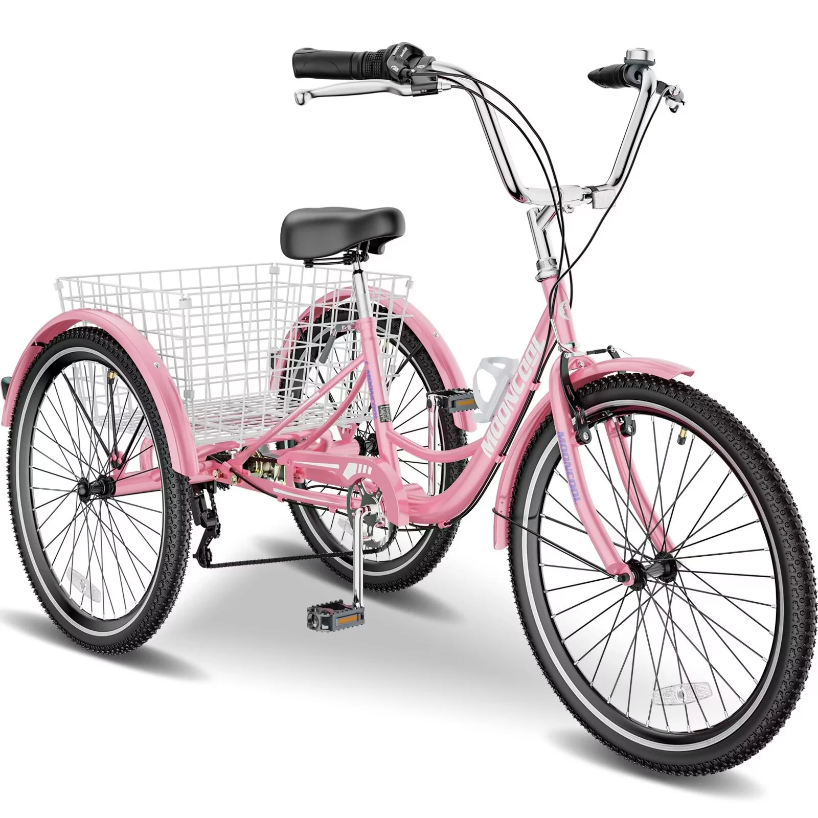 MOPHOTO 7 Speed Adult Tricycle 26 in/24in/20in, Trikes for Adults, Adult Tricycle with Basket & Dual Braking System, Adult Trikes for Women, Men
