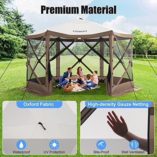 COBIZI 12x12ft Pop up Gazebo Screen Tent Screen House for Camping, Camping Outdoor Screened Gazebo, Canopy Tent