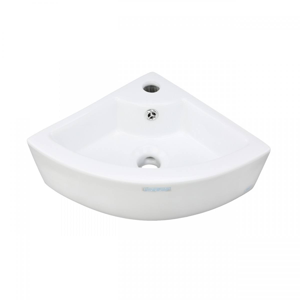 Renovators Supply Myrtle 16 1/2x22 Small Corner Cabinet Vanity Bathroom Sink White with Faucet Drain and Overflow