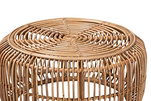 Baxton Studio Aliane Modern Bohemian Natural Brown Antique Rattan Coffee Table Brown/Rattan