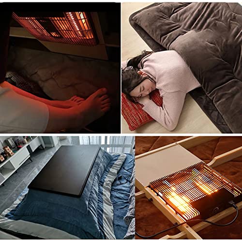 Kotatsu Table Set,Low Table for Sitting on The Floor,Tatami Heating Wood Coffee Tea Tables,with Heater and Blanket,Japanese Stove Desk in Living Room