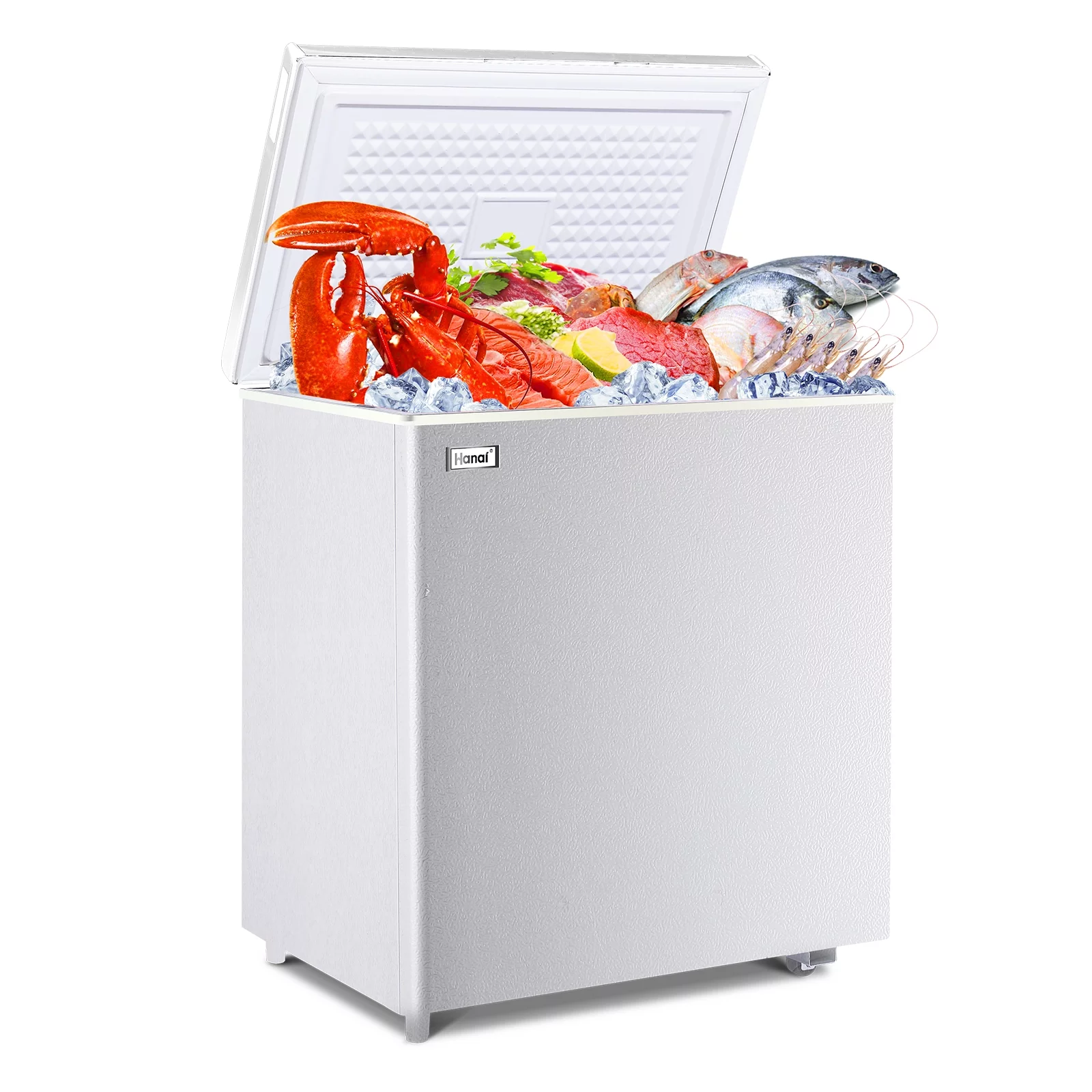 5.0 Cubic Chest Freezer - Compact Deep Freezer with Top Open Door and Removable Storage Basket, 7 Gears Temperature Control, Energy Saving