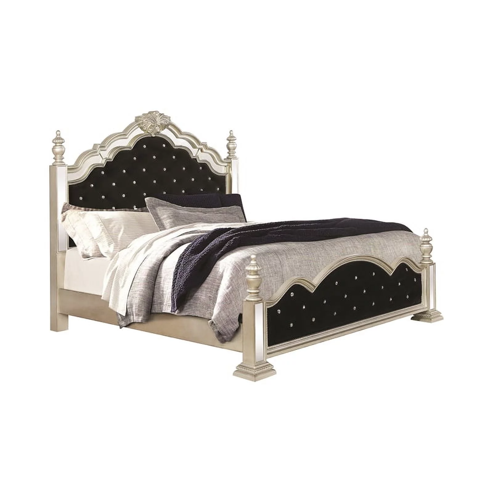 Heidi 5-piece Queen Tufted Upholstered Bedroom Set Metallic Platinum