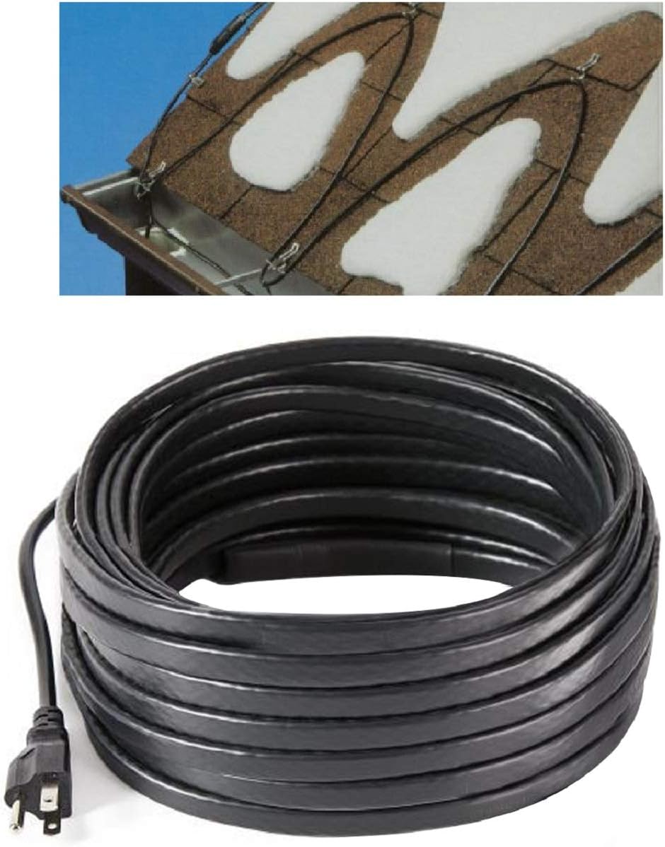 H&G lifestyles Roof Snow De-Icing Heating Cable Self-Regulating-Plug-in Ready Heat Cable 60 feet 8 Watts Per Foot