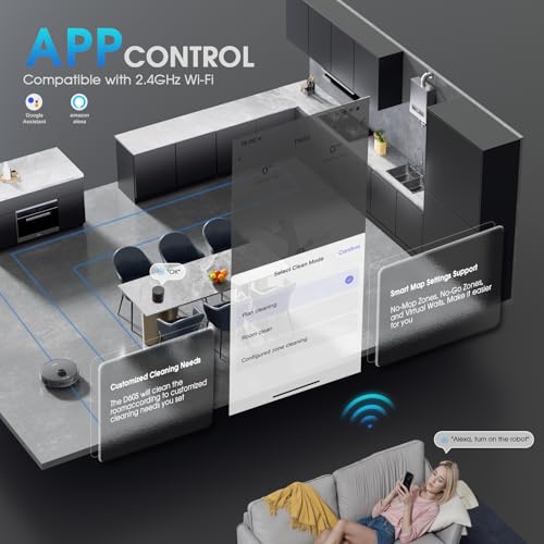 Robot Vacuum and Mop, Mapping Robotic Vacuums Cleaner with LiDAR Navigation Smart & Strong Suction, WiFi/App/Alexa/Voice Control, Obstacle Avoidance