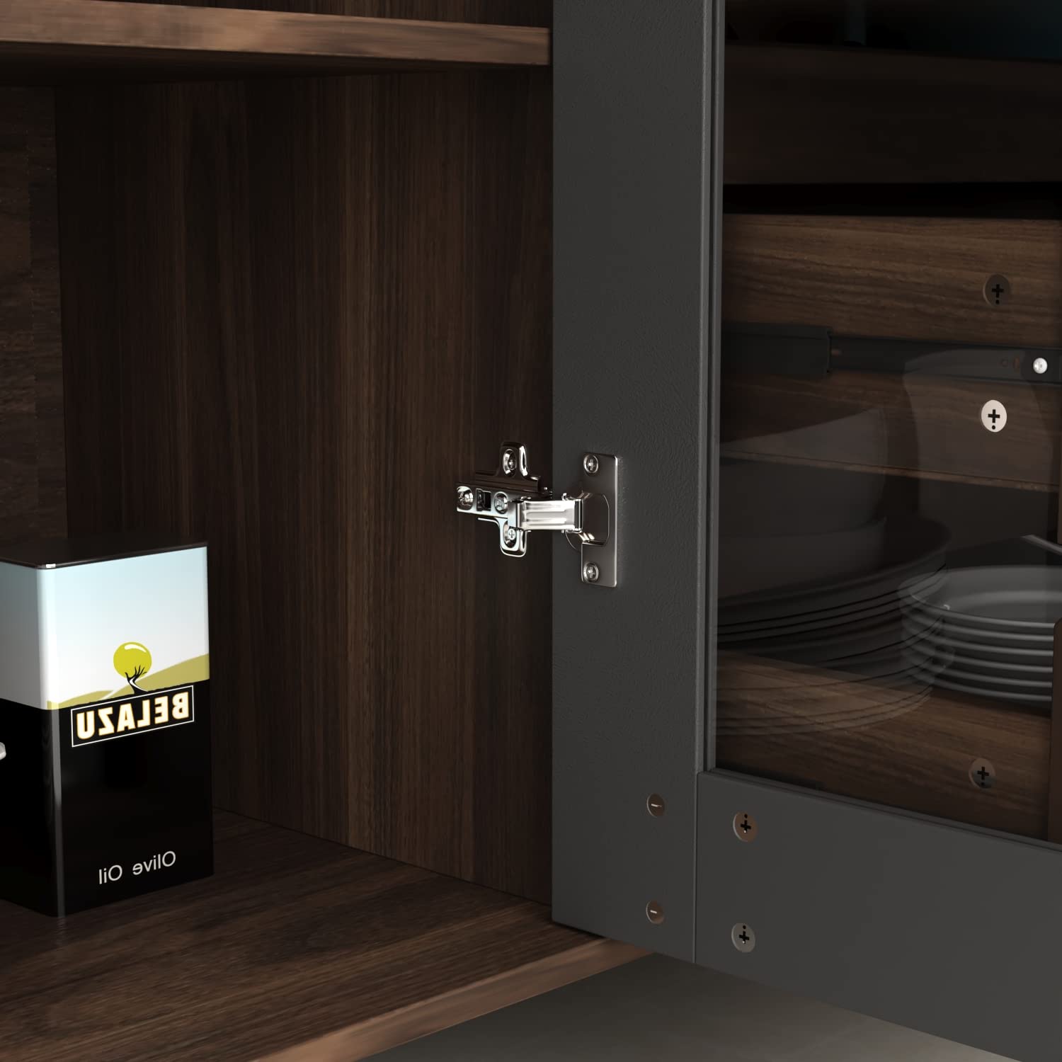 【Furniture】Freestanding Kitchen Pantry Storage Cabinet with Glass Doors, Shelves & Drawers