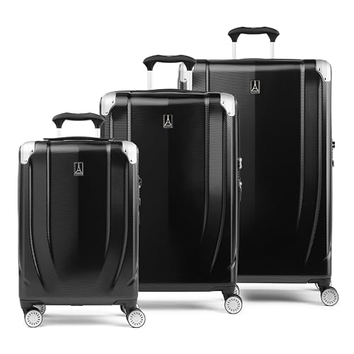 Travelpro Pathways 3 Hardside Expandable Luggage, 8 Spinner Wheels, Lightweight Hard Shell Suitcase, Carry On 21 Inch, Black Knight