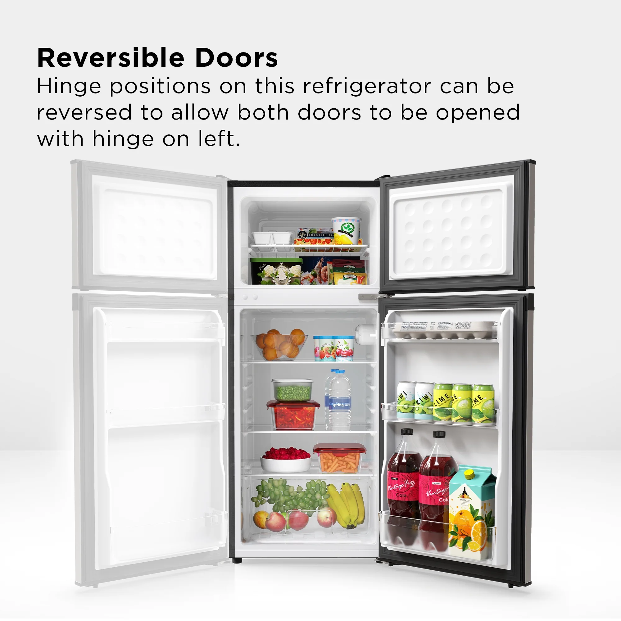 TCL  4.5 Cu. ft. Two Door Refrigerator – Stainless Look, MR453L