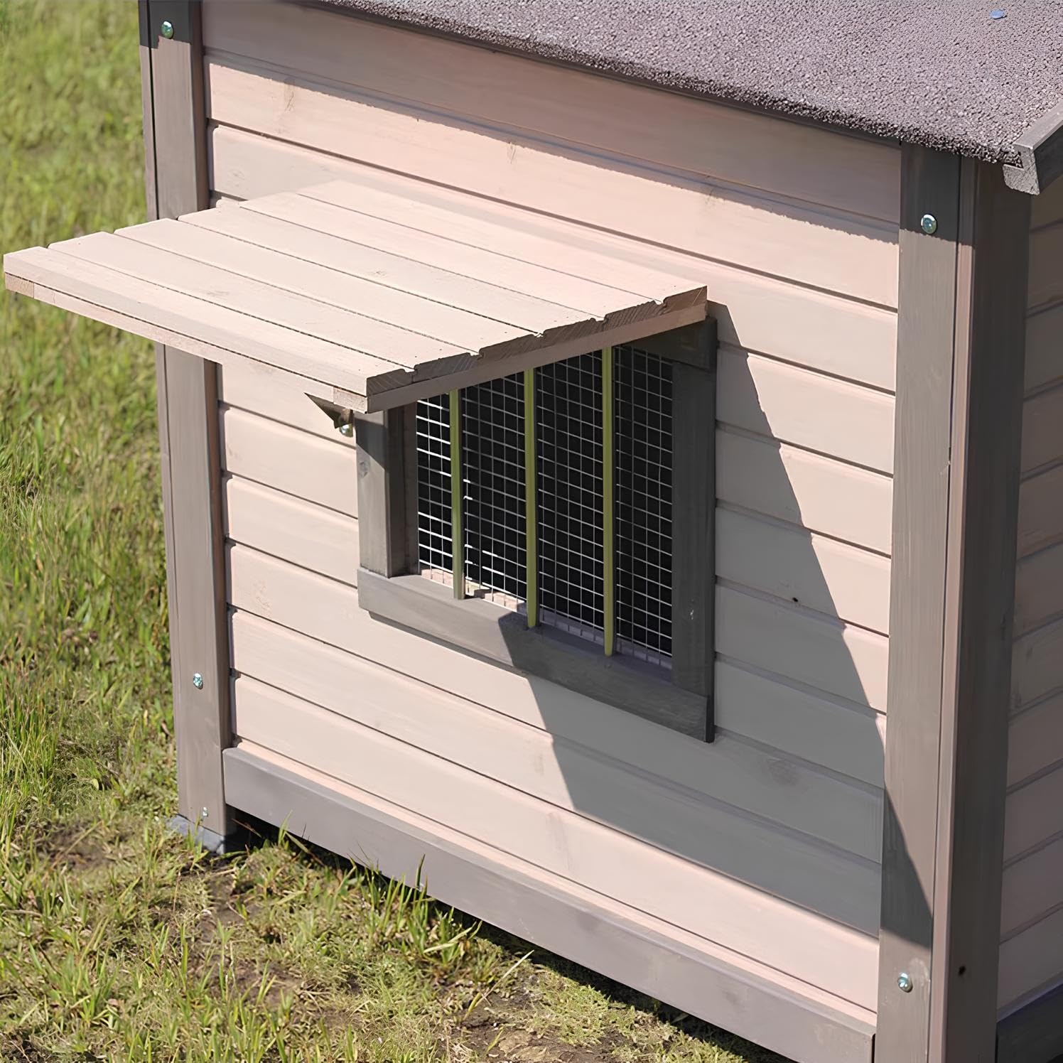 Dog House Outdoor xlarge Weatherproof with Air Vent & Elevated Floor & Door Window, Sturdy & Well Built Wooden Dog House for Pets