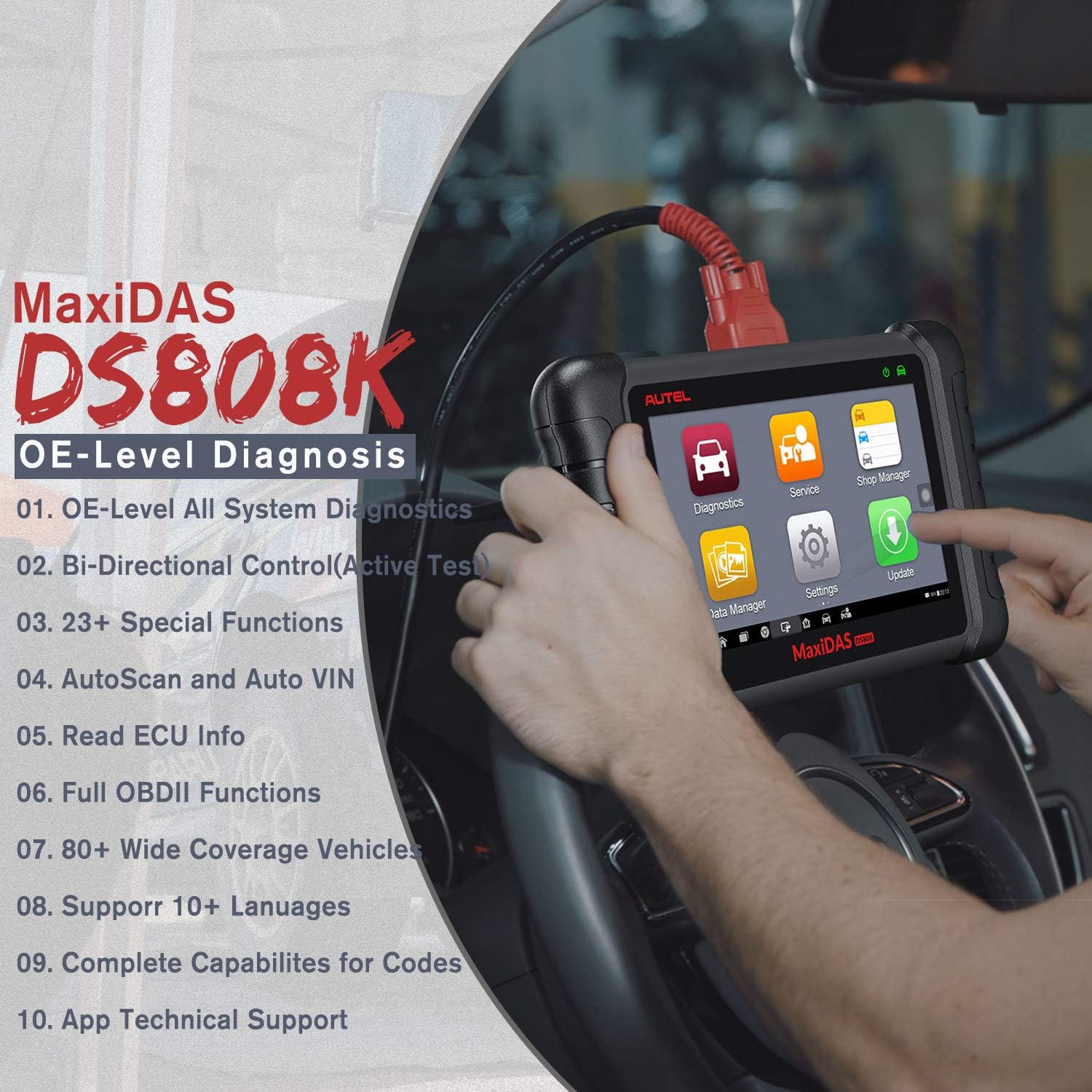 Autel MaxiDAS DS808K Diagnostic Scan Tool - 2022 New Model of DS708, DS808 Kit Same As MS906 with VAG Guided Functions/ Reflash Hiddens