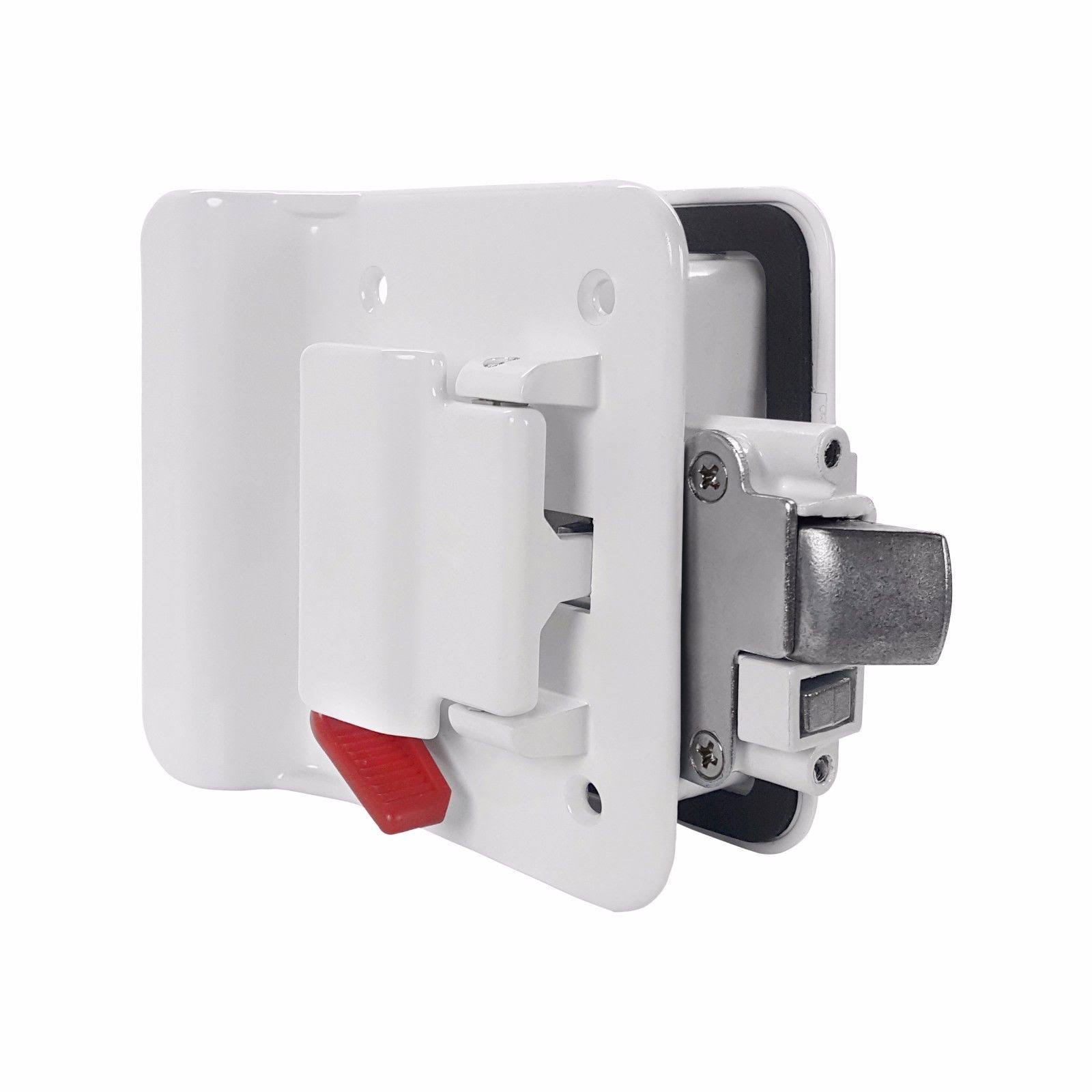2 White RV Paddle Entry Door Lock Latch Handle Knob Deadbolt Camper Trailer