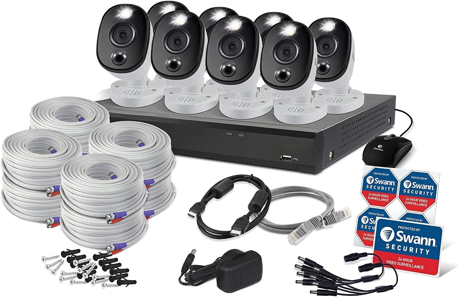 Swann Home DVR Security Camera System with 2TB HDD, 16 Channel 8 Camera, 4K Ultra HD Video, Indoor or Outdoor Wired Surveillance CCTV