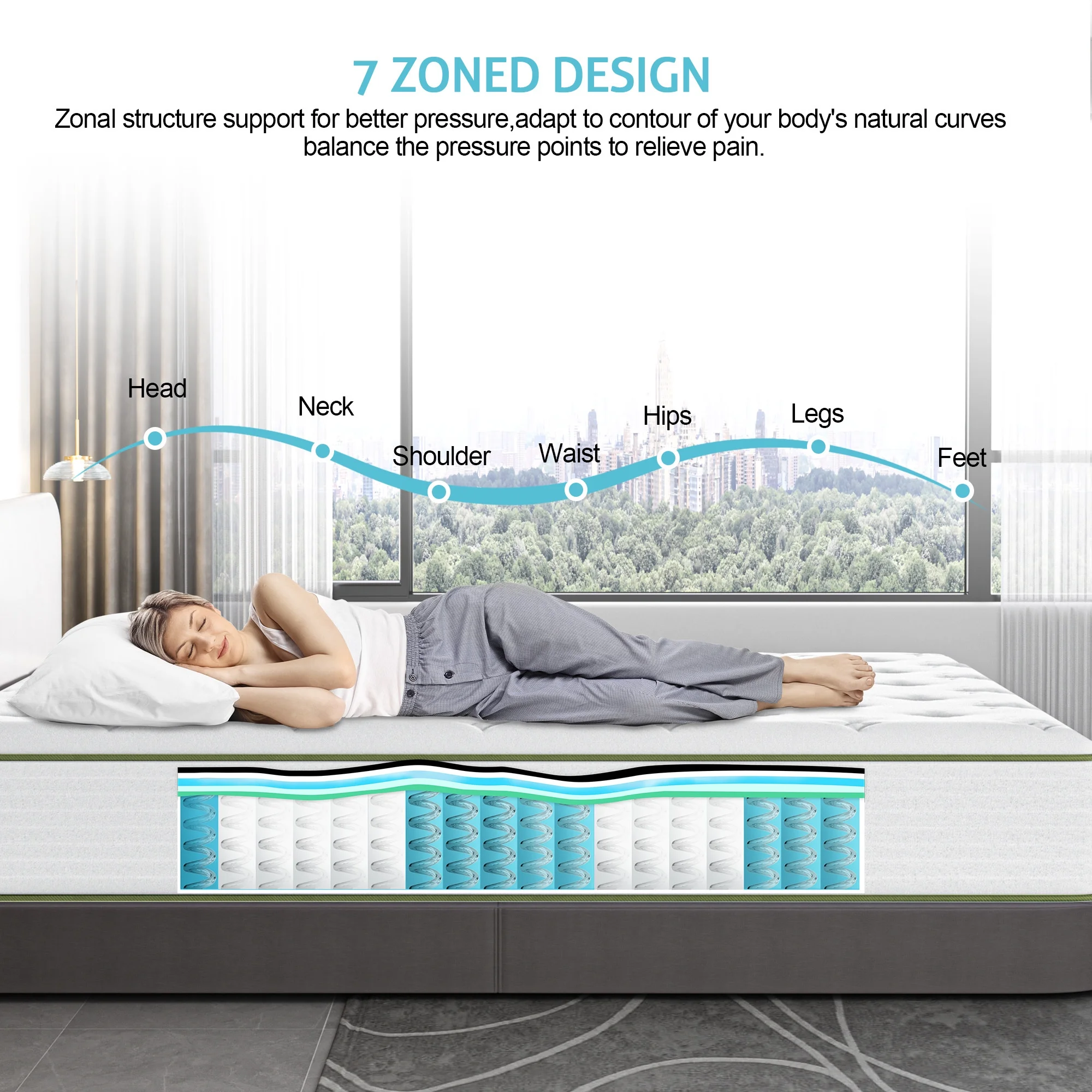 10 Inch Twin Size Mattress in a Box, Gel Memory Foam Hybrid Mattress , Double Mattress Pressure Relief & Firm Mattress Twin Size