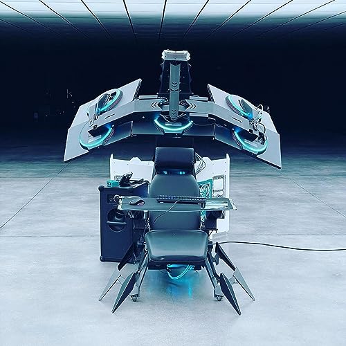 Ergonomic Gaming Chair Computer Cockpit Zero Gravity Scorpion Gaming Chair PU Leather Boss Seat Chair Cockpit with 16-Color RGB Light