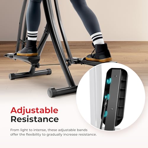 Sunny Health & Fitness Smart Air Walk Elliptical, Foldable Machine w/ 30-INCH Stride, Cardio Cross Trainer Glider for Home Exercise