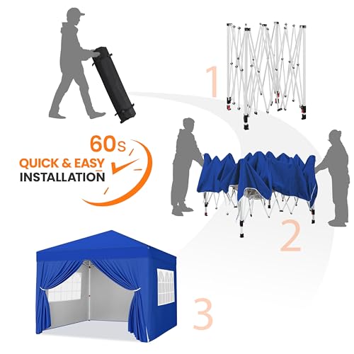 Yaheetech 10x10 Pop Up Canopy with 4 Removable Sidewalls, Portable Enclosed Instant Tent, Waterproof Outdoor Tent, Beach Sun Shelter with 4 Sandbags
