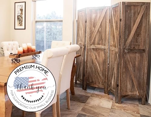 Premium Home Room Divider and Folding Privacy Screens for Partition, Wall dividers, Room Separator, Temporary Wall, Rustic Barnwood (Barnwood X)