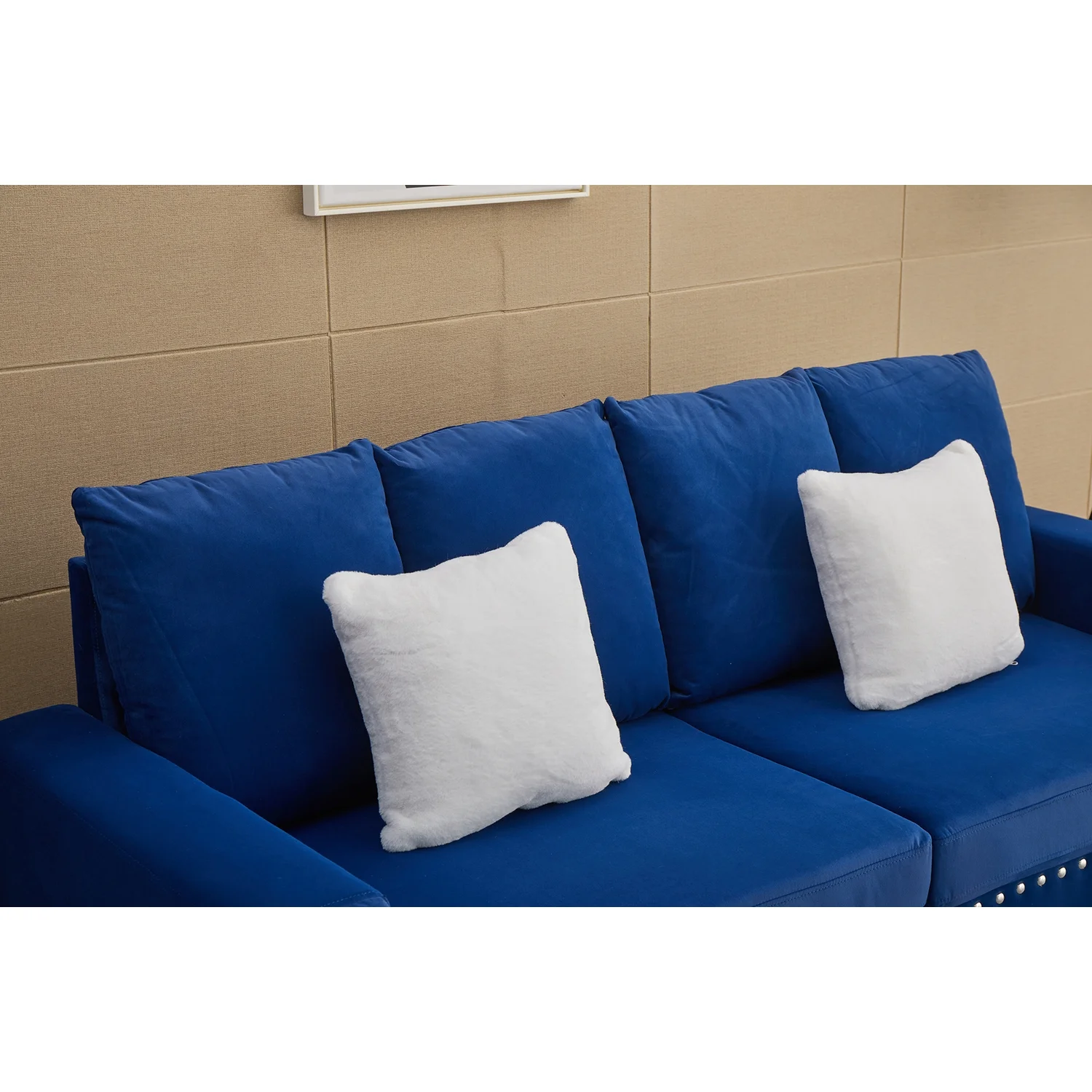 Kingway Furniture Armeni Velvet Living Room Sofa in Blue