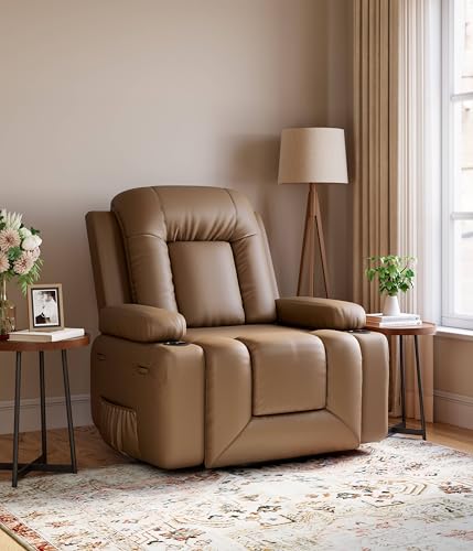 GarveeHome Power Lift Recliner Chair - Heat and Massage, Faux PU Electric Lift Recliner for Elderly & Mobility Impaired, Adjustable Back and Legs
