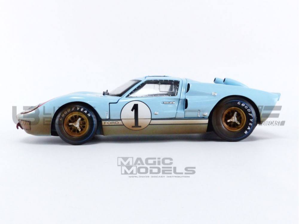 1966 Ford GT-40 MK II #1 Light Blue (Dirty Version) 1/18 Diecast Model Car by Shelby Collectibles